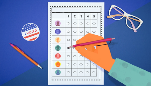 填寫排名選擇投票制選票的插圖